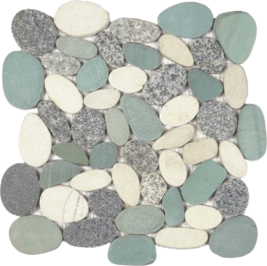 Mix Speckled Grey16White Sliced XL Pebbles Interlocking - stone tile